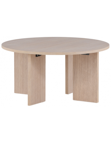 ASKE Rundt sofabord i mdf H40 x Ø80 cm - Hvidpudset