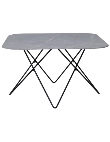 STAR Sofabord i stål og glas H50 x B80 x D80 cm - Sort/Grå marmoriseret