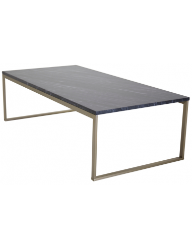 ESTELLE Sofabord i stål og marmor H36 x B120 x D60 cm - Børstet messing/Grå marmor