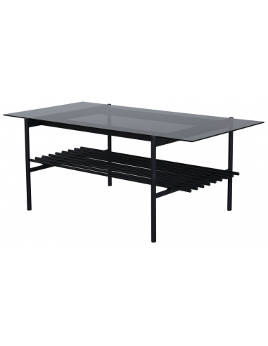 STAF Sofabord i stål og glas H48 x B120 x D60 cm - Sort/Sortnet