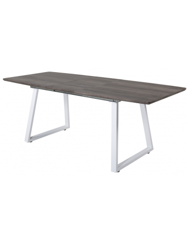 INKA Spisebord med udtræk i stål og mdf 160 - 200 x 85 cm - Hvid/Mørkebrun