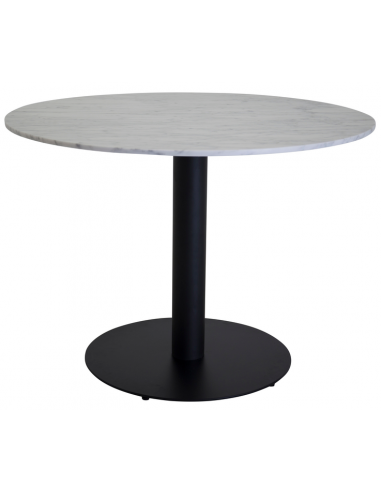 ESTELLE Rundt spisebord i stål og marmor H75 x Ø106 cm - Sort/Hvid marmor