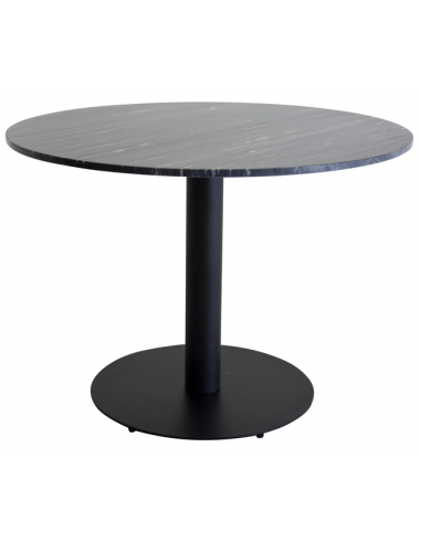 ESTELLE Rundt spisebord i stål og marmor H75 x Ø106 cm - Sort/Mørkegrå marmor