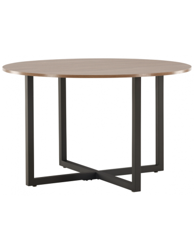 ANGO Rundt spisebord i stål og mdf H75 x Ø120 cm - Sort/Valnød