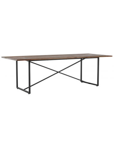 DANG Spisebord i stål og teaktræ 250 x 100 cm - Sort/Rustik brun