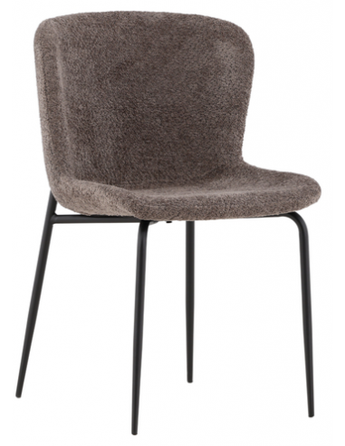 Sæt med 2 x ESTO Spisebordsstole i stål og bouclé H80 cm - Sort/Mørkegrå