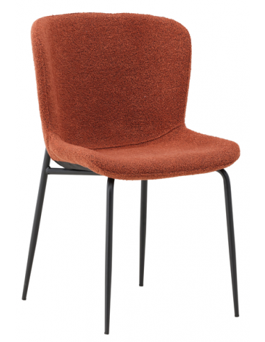 Sæt med 2 x ESTO Spisebordsstole i stål og bouclé H80 cm - Sort/Rustrød