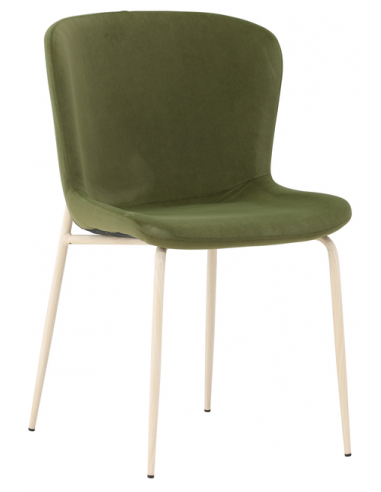 Sæt med 2 x ESTO Spisebordsstole i stål og velour H80 cm - Hvidpudset/Grøn