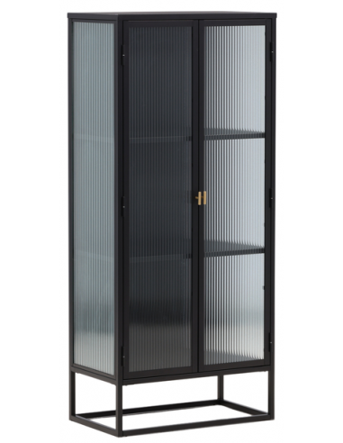 ARIS Vitrineskab i stål og glas H160 x B70 x D40 cm - Sort