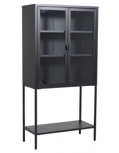 MICHAEL Vitrineskab i stål og glas H150 x B75 x D35 cm - Sort