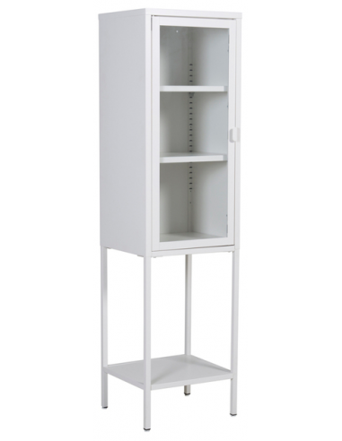 MICHAEL Vitrineskab i stål og glas H150 x B41 x D35 cm - Hvid