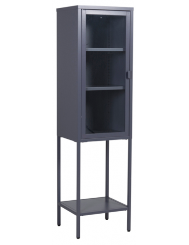 MICHAEL Vitrineskab i stål og glas H150 x B41 x D35 cm - Grå