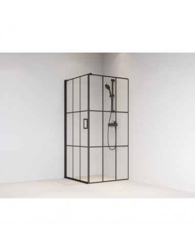 New Yorker brusehjørne med højrevendt dør 90 x 90 x 200 cm - Sort