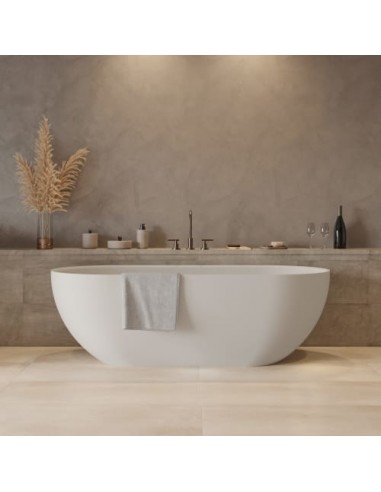 SOLIDERA Fritstående badekar i solid surface 170 x 80 cm - Mat hvid