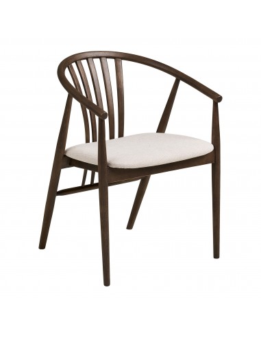 Spisebordsstol med armlæn i bøgetræ og polyester H78 cm - Smoked/Sand