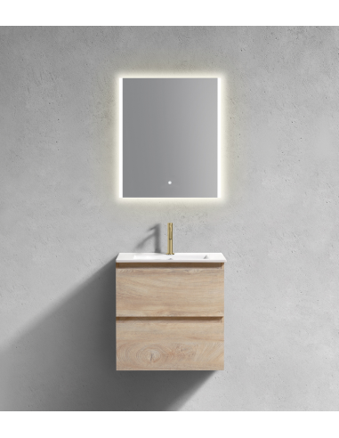 INBE Komplet badmiljø med spejl i melamin og keramik H61,8 x B61 cm - Græsk eg