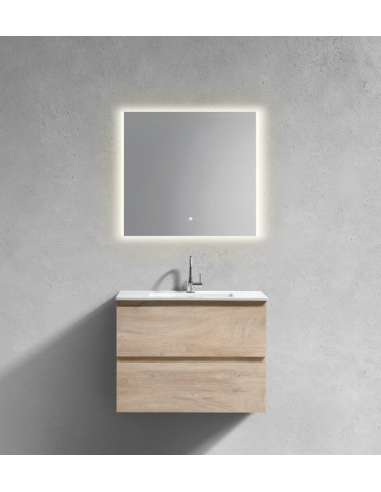 INBE Komplet badmiljø med spejl i melamin og keramik H61,8 x B81 cm - Græsk eg