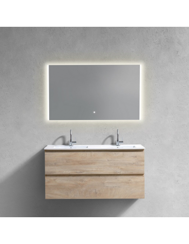 INBE Komplet badmiljø med spejl i melamin og keramik H61,8 x B121 cm - Græsk eg