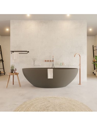 SOLIDELLIPSE Fritstående badekar i solid surface 180 x 88 cm - Mat grå