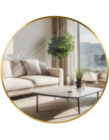 Rundt badeværelsesspejl i aluminium og glas Ø80 cm - Børstet guld