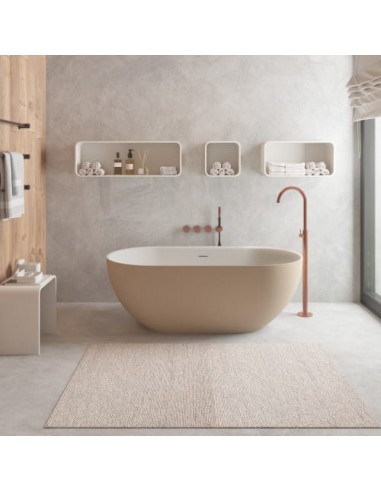 SOLIDERA Fritstående badekar i solid surface 170 x 80 cm - Mat beige/Mat hvid