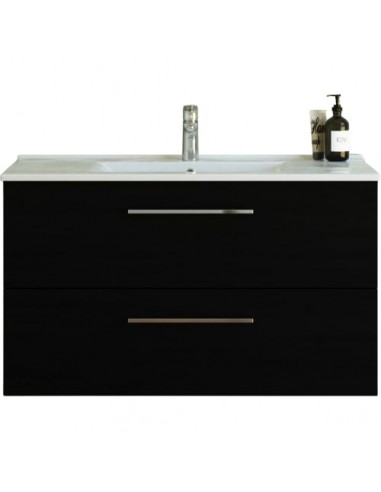 Komplet badmiljø i MDF og keramik B101 x D45,5 cm - Sort/Hvid