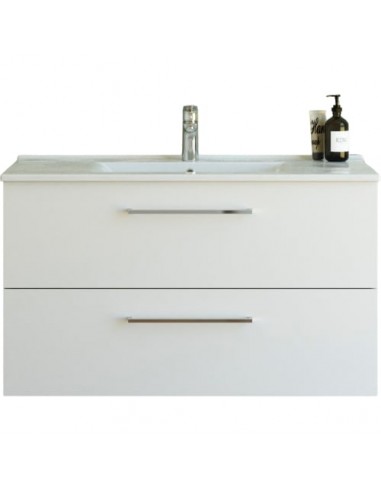 Komplet badmiljø i MDF og keramik B101 x D45,5 cm - Mat hvid/Hvid