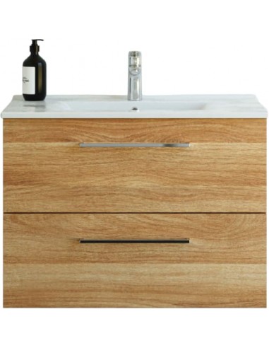 Komplet badmiljø i MDF og keramik B81 x D45,5 cm - Varm eg/Hvid