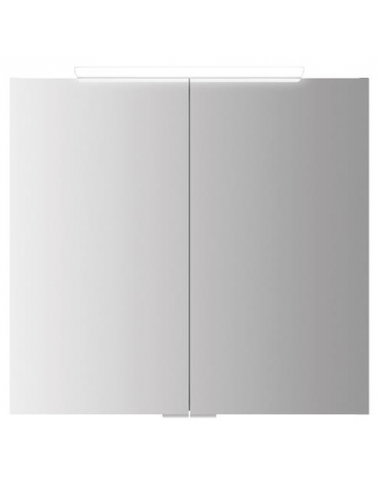 Spejlskab med LED lys og stikkontakt i MDF og metal H68,5 x B72 x D22,6 cm - Hvid