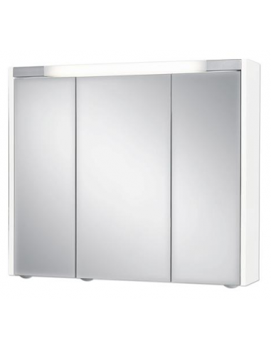 Spejlskab med LED lys og stikkontakt i MDF og metal H68 x B80 x D16,5 cm - Hvid