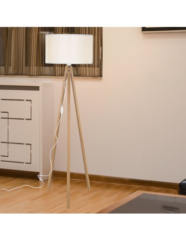 CHESTER Gulvlampe i MDF og polyester H136 cm 1 x E27 - Natur/Creme