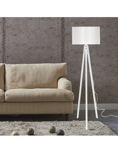 CHESTER Gulvlampe i MDF og polyester H136 cm 1 x E27 - Hvid/Hvid