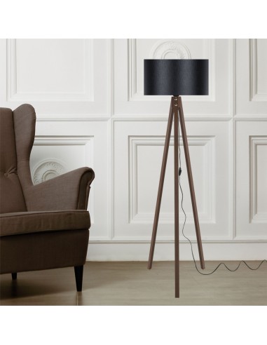 CHESTER Gulvlampe i MDF og polyester H136 cm 1 x E27 - Valnød/Sort