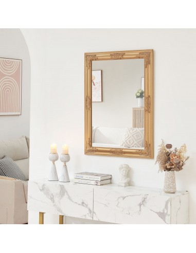 Vægspejl i eucalyptustræ, MDF og glas H80 x B60 cm - Antik guld