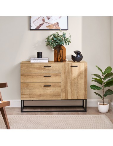 VANGEN Skænk i metal og møbelplade B100 cm - Sort/Mørk natur