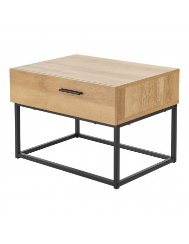 VANGEN Sengebord i metal og møbelplade H39 cm - Sort/Mørk natur