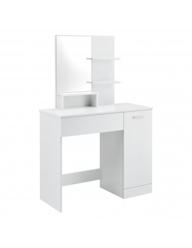 Sminkebord med spejl i møbelplade H137,5 x B90 x D38 cm - Hvid