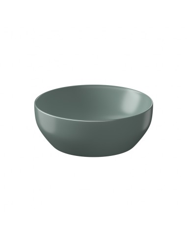 Bordmonteret rund håndvask i ROCKLITE-keramik Ø40 cm - Mat grøn