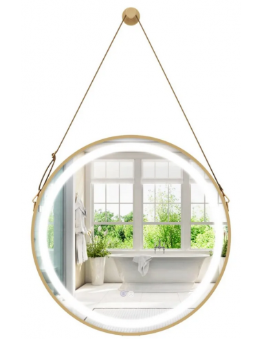 Rundt badeværelsesspejl med dæmpbart lys Ø60 cm 3000 - 6000K - Gylden