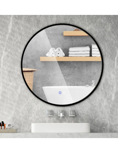 Rundt badeværelsesspejl med dæmpbart lys Ø60 cm 3000 - 6000K - Sort