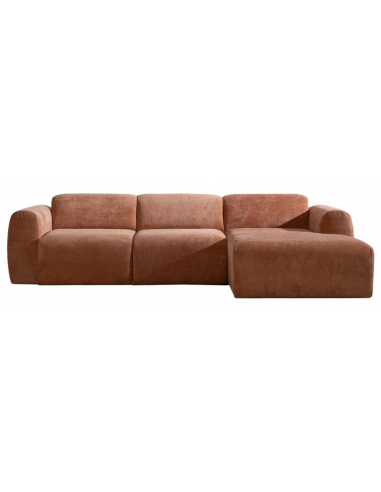 MAINE Højrevendt chaiselongsofa i polyester B274 x D165 cm - Terracotta
