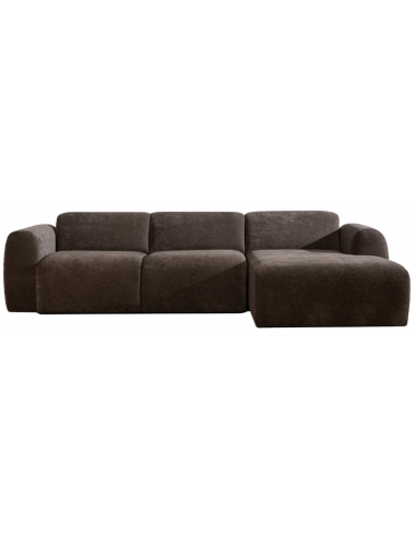 MAINE Højrevendt chaiselongsofa i chenille B274 x D165 cm - Brun