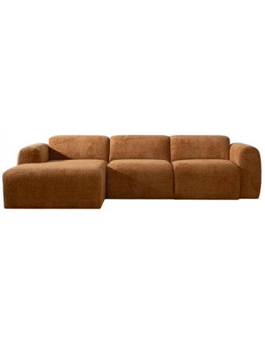 MAINE Venstrevendt chaiselongsofa i bouclé B274 x D165 cm - Terracotta