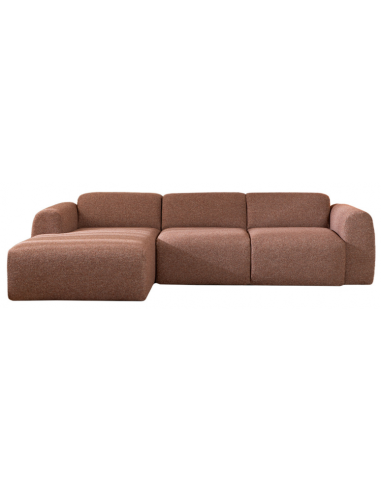 MAINE Venstrevendt chaiselongsofa i bouclé B274 x D165 cm - Rødbrun