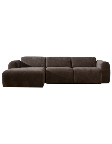 MAINE Venstrevendt chaiselongsofa i chenille B274 x D165 cm - Brun