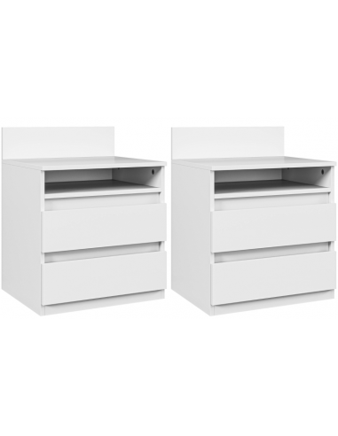 Sæt med 2 x sengeborde i møbelplade H50,4 x B39,6 x D32,3 cm - Hvid