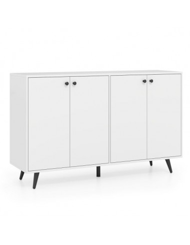 Køkkenskænk i metal og møbelplade H80 x B127,5 x D38 cm - Sort/Hvid