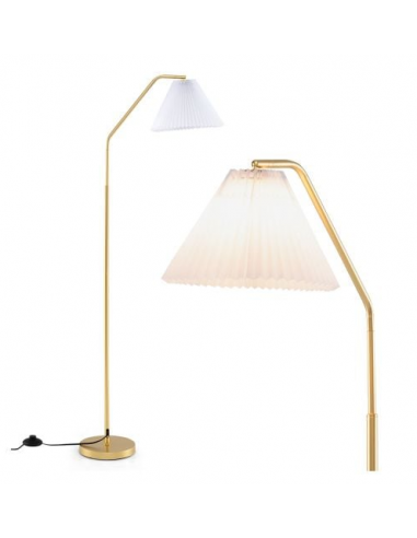 Gulvlampe i stål og PVC polyester H168 cm 1 x E27 - Guld/Hvid