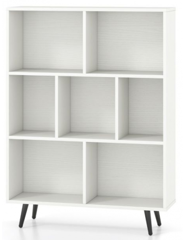 Bogreol i metal og MDF H107 x B80 x D24 cm - Sort/Hvid trælook