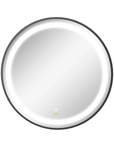 Rundt badeværelsesspejl med dæmpbart lys Ø60 cm 3000 - 6500K - Børstet sort